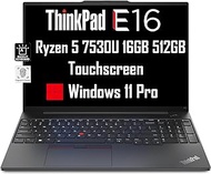 Lenovo ThinkPad E16 Business Laptop (16" FHD+ Touchscreen, AMD Ryzen 5 7530U, 16GB RAM, 512GB SSD, (8-Core Beat i7-1165G7)), Fingerprint, Backlit, FHD Webcam, WiFi 6, Ethernet, Win 11 Pro, 2024, Black