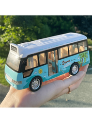 1 件迴力城市巴士車玩具 - 聲光金屬機場車 - 完美的禮物,城市巴士玩具車,由壓鑄金屬機場車製成,贈送藍色遊戲車,帶聲音和燈光作為聖誕禮物、萬聖節和感恩節
