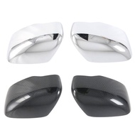 2Pcs Car Rear View Side Mirror Cover Trim Carbon Fiber/Chrome Left Right For Nissan Navara NP300 201