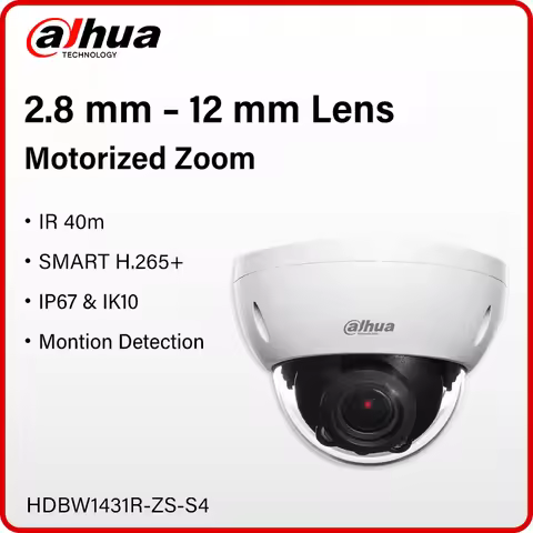 Dahua 4MP Motorized Lens Dome IP Camera Outdoor IP67&IK10 Protection Entry Security CCTV IR 40m SD C