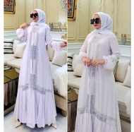 Abaya putih Mewah Lebaran/Abaya turkey putih full bordir M.L.XL.XXL Abaya Kaftan arabian Baju wanita