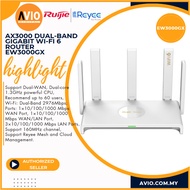 Ruijie AX3000 2976Mbps Dual Band Gigabit Wireless Wifi 6 Router 3 RJ45 LAN Ethernet 1 Wan EW3000GX