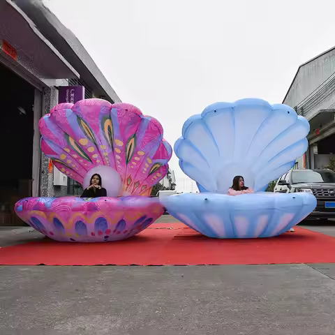 Dream wedding stage decoration 3 meters diameter pearl inflatable clam large colorful shell marine t