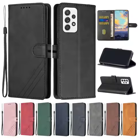 A73 A53 A23 A13 5G Case Leather Wallet Flip Phone Cases on For Samsung Galaxy A13 A53 A23 A33 A73 5G