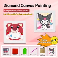 18x18cm 5D  Kuromi Diamond Canvas Painting set toy for kids  Round Sticker Come With Frame Room Decor Birthday Gifts Souvenirs