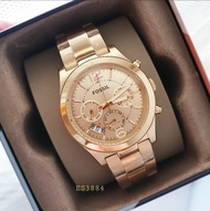 Fossil ES3884 Perfect Boyfriend Multifunction Chronograph Gold Dial Fixed Gold Bezel Gold Stainless Steel Ladies Watch