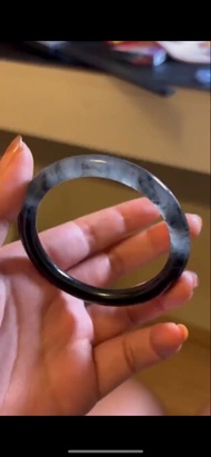 冰種翡翠天然翡翠玉鐲A玉手鐲 玉鈪 • 高冰種烏雞半山水翡翠圓鐲