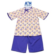 Bộ Áo dài bé gái họa tiết hoa Morning Glory tím thô nhung - AICDBGBZZ3T1 - AIN Closet