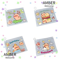 AMBER Capybara File Bag, Light Cute Cartoon Test Paper Storage Pouch,  Transparent Large Opening Por