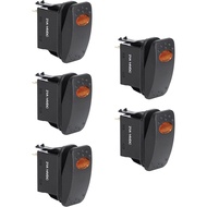 True Mods 5pc 12V DC SPST Rocker Toggle Switch Kit [20 Amp] [Rectangle] [Amber LED] Power ON/Off Swi