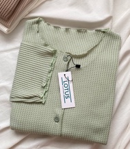 Lotus Clothing Dalmi Cardigan Korean Cardigan Waffle Crop Top Wanita Atasan Outer Rajut Crop Top