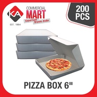 PIZZA BOX (6"INCH X 6INCH X 1.5 INCH) PLAIN WHITE 200PCS TAKE AWAY FOOD PACKAGING KA-MART