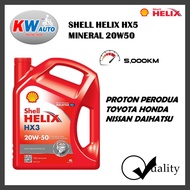 Genuine Shell Helix HX3 Semi Synthetic Minyak Hitam Engine Oil 20W-50 20W50 4L Proton Perodua Honda 