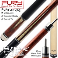 Fury AK-U-2 Cue Uniloc - 13mm Maple Pool Billiard Stick Stik Biliar