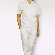 FEMALE Nursing Uniform TERNO RTW white chinese collar blouse and white pants KLOPMAN TELA