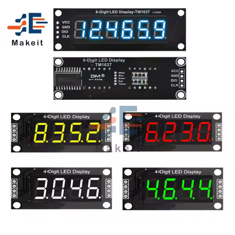 0.36 Inch 4 Bits 6-Digit LED Digital Display Tube Module 5V 7 Segments TM1637 0.36" Anode Tube Decim