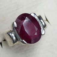 男士紅寶石戒指 925 純銀 天然紅寶石戒指 男士真紅寶石戒指