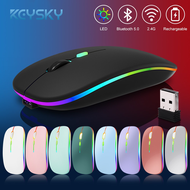 Keysky Mouse Bluetooth Rechargeable Wireless Mouse Ultra-thin Silent LED Colorful Backlit Gaming Mou