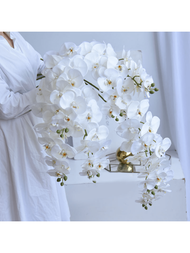 1支人造蝴蝶蘭花,適用於婚禮裝飾,房間裝飾和絲質手捧