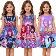 K-POP Trendy Girl Group 7 New Style 3-13 Years Old Cute Girl A-Shaped Sleeveless Dress Student Daily