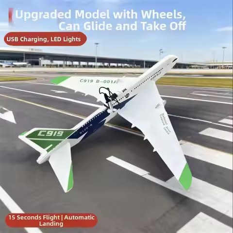 New USB Rechargeable C919 Passenger Plane Model PP 4 Colors Hand Thrown Glider 34*36*7.5cm Rechargea
