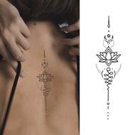 Lotus Back Spine Long Strip Herbal Juice Tattoo Sticker Long-lasting Tribute Waterproof H2r7