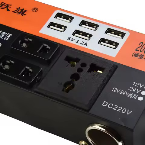 Car Vehicle Power Inverter 1500W Peak DC 12V 24V To AC 220V Converter Trip 6 USB [LED Display 8 Secu