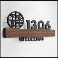 Peace and joy Door Number Signage Black 3DUnit Number Plate with Induction Light Unit Unit Number Si