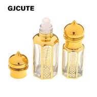 GJCUTE 3/6/15ml Roll On Bottle Glass Container Portable Perfume Bottle Gold Empty Roll-On Bottle WTD