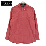 Burberry 301紅色棉質格紋長袖襯衫，L 碼 [二手]