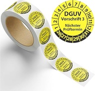 Test badge DGUV regulation 3 next test date on roll, 1000 pieces, vinyl film, self-adhesive, test st