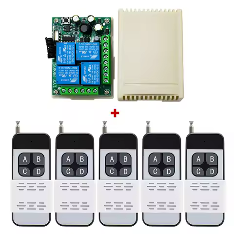 433Mhz RF Remote Control Switch AC 220V 110V 85-250V 4CH 10A Relay Receiver and 433Mhz Transmitter F
