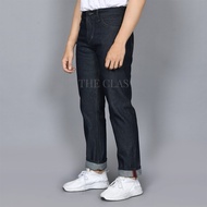 HARD DENIM - MEN'S JEANS RAW DENIM SELVEDGE ACCENT SHELSTICK ZIGZAG BLACK INDIGO BLUE INDIGO - RAW D