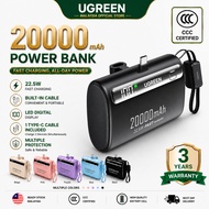 UGREEN 20000mAh Power Bank PD 22.5W Fast Charging Built-in Dua Cables 3C Certified Portable Charger 
