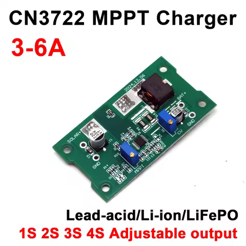 CN3722 6A Solar MPPT Charger Controller 1S 2S 3S 4S Li-ion/LiFePO4 lead-acid Battery Charging 7.2V 8