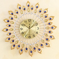 67CM Luxury Peacock Diamond Iron Art Wall Clock Living BedFF-3333