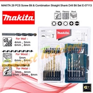 MAKITA 29 PCS Screw Bit &amp; Combination Straight Shank Drill Bit Set E-07113