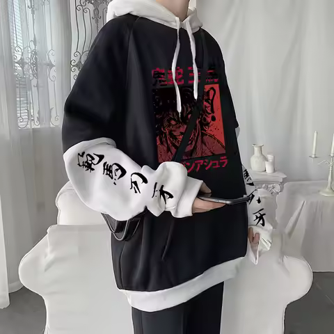 Anime Ouma Tokita Kengan Ashura Hoodies Harajuku Gothic Cartoon Streetwear Korean Fashion Men Oversi