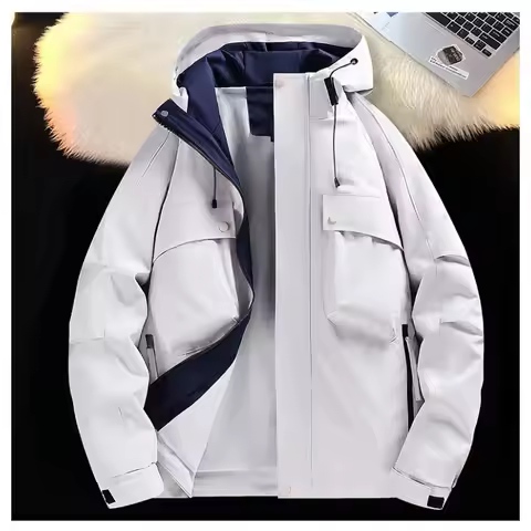 Snow Insulated Jacket for Men Winter Fashion Outdoor Mountaineering Camping Hoodie Windproof Breatha