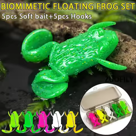 Floating Jumping Toad Bait Set Simulation Frog Soft Bait Biomimetic Thunder Frog Lure Kicking Water 