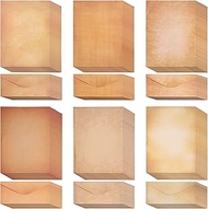 Belle Vous Vintage Paper with Envelopes (Pack of 60) - 60 Aged Paper and 60 Assorted Envelopes - Vin