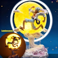 <24H>LED One Piece Gear 5 Luffy Sun God Nika Anime Figure Moon Chasing Model Collection Statue