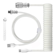 Coiled USB C Aviator Keyboard Cable for Gaming Double-Sleeved Mechanical Keyboard Cable with Detacha