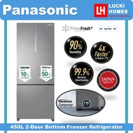 Panasonic 450L 2Door Bottom Freezer Fridge NR-BX460XSMY Inverter &amp; PrimeFresh 4 Star Energy Consumption Jimat Elektrik