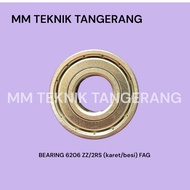Ball Bearing 6206 zz (iron cap) 2rs (rubber cap) Bearing Original FAG BRAND