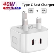 40W Dual Port USB-C Power Adapter PD 3.0 Wall Charger For Mobile Phone 20W Type C Charger