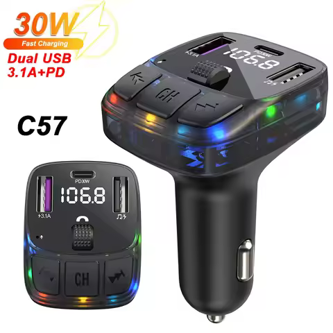 Bluetooth 5.3 MP3 Player autoradio FM Transmitter 30W PD Type C Dual USB Fast Charge Handsfree Car A