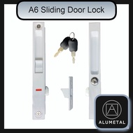 [A6 With Keys] 25mm/32mm Sliding Door Handle Lock / Kunci Pintu Gelangsar Aluminium Kaca [WHITE/BLACK/SILVER]