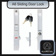 [A6 With Keys] 25mm/32mm Sliding Door Handle Lock / Kunci Pintu Gelangsar Aluminium Kaca [WHITE/BLAC