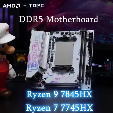 TOPC Motherboard AMD R7 7745HX R9 7845HX/8945HX Mainboard DDR5*2 2*M.2 PCIe4.0 2280 SSD Rich Interfa